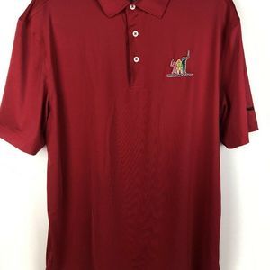 DRIVE CHIP & PUTT Mens POLO GOLF Embroidered SHIRT RED